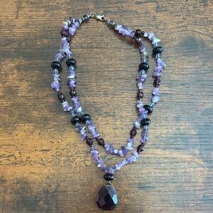 Elegant Purple and Black Beaded Necklace